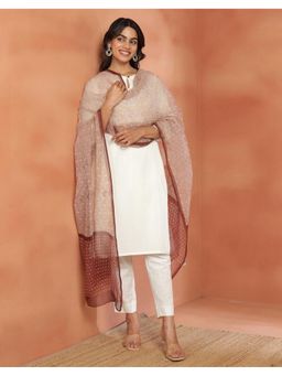 Fabindia - Beige Cotton Geometric Dupatta