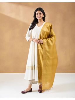 Fabindia - Mustard Silk Blend Woven Dupatta