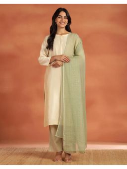 Fabindia - Green Silk Blend Woven Dupatta