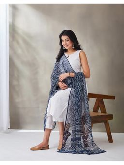 Fabindia - Indigo Cotton Floral Dupatta
