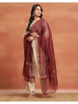 Fabindia - Maroon Viscose Woven Dupatta