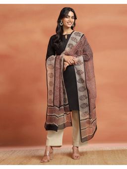 Fabindia - Red Cotton Floral Printed Dupatta