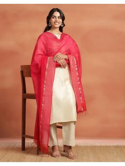 Fabindia - Magenta Silk Blend Woven Dupatta