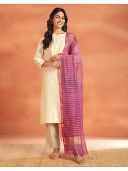 Fabindia - Purple Silk Blend Textured Dupatta