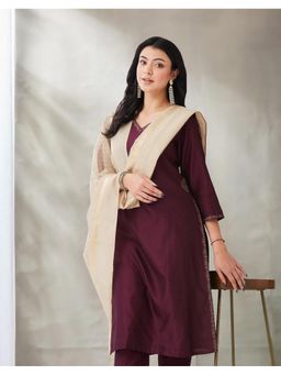 Fabindia - Beige Silk Blend Geometric Dupatta