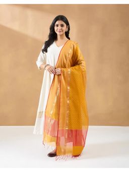Fabindia - Mustard Silk Blend Geometric Dupatta
