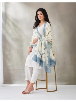 Fabindia - Blue Cotton Floral Dupatta
