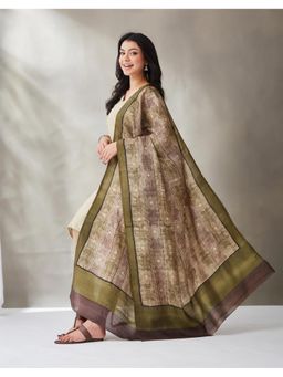 Fabindia - Olive Silk Geometric Dupatta
