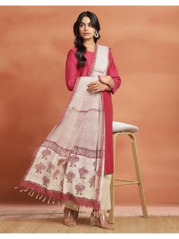 Fabindia - Pink Cotton Stripes Dupatta