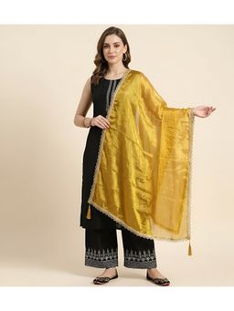 MUFFLY - Women Solid Yellow Fendi Dupatta