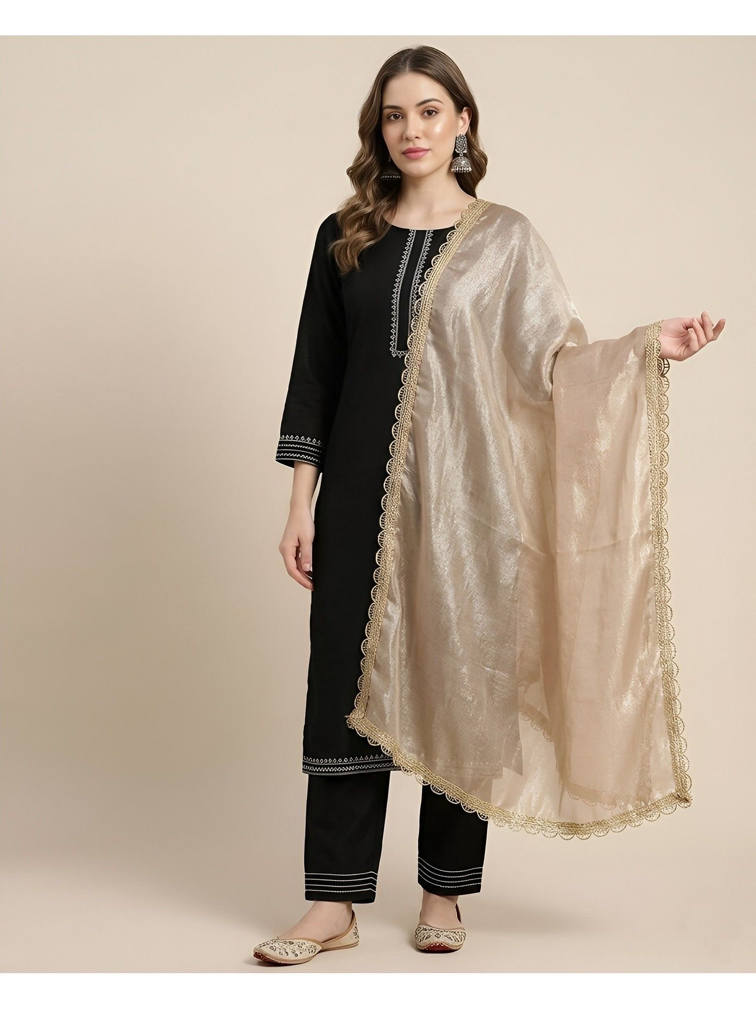 muffly Women Solid Beige Fendi Dupatta-picture-36