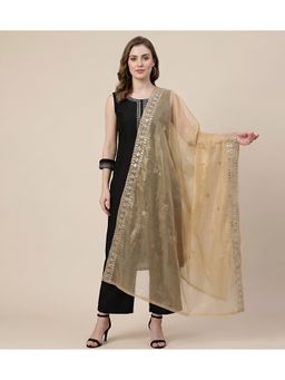 MUFFLY - Women Elegant Twill Gold Net Dupatta