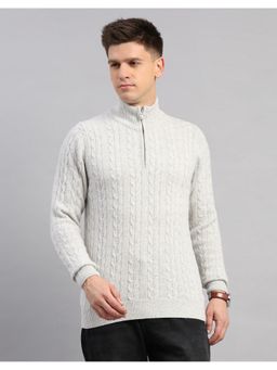 Monte Carlo - Off White Turtle Neck Full Sleeve Pullover Sweater