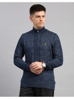 Monte Carlo - Blue Turtle Neck Full Sleeve Pullover Sweater