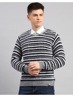 Monte Carlo - Grey Round Neck Full Sleeve Pullover Sweater
