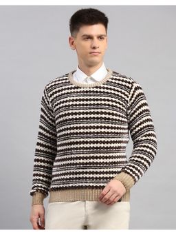 Monte Carlo - Beige Round Neck Full Sleeve Pullover Sweater