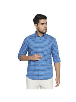 BASICS - Slim Fit Blue Surf Stripe Shirt