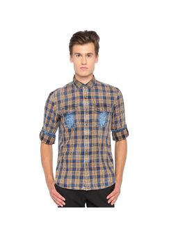 BASICS - Slim Fit Amber Khaki Denim Shirt