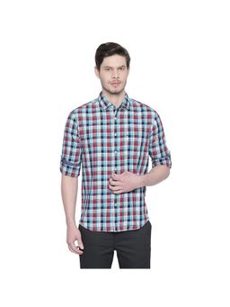 BASICS - Aqua Cotton Checks Shirt