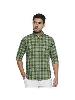 BASICS - Slim Fit Forest Green Checks Shirt