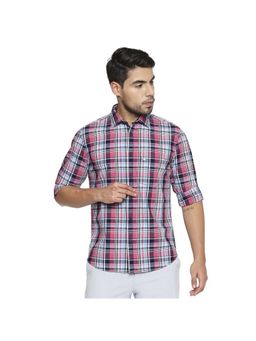 BASICS - Slim Fit Pink Flambe Checks Shirt