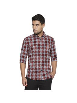 BASICS - Slim Fit Rosewood Maroon Checks Shirt
