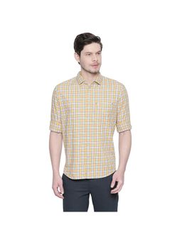 BASICS - Slim Fit Spectra Yellow Twill Checks Shirt