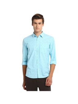 BASICS - Slim Fit Aquarius Blue Printed Shirt