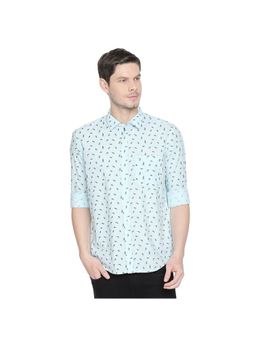 BASICS - Slim Fit Blue Glow Printed Shirt