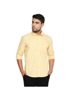 BASICS - Slim Fit Golden Yellow Dobby Shirt