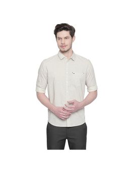 BASICS - Off White Cotton Geometric Shirt