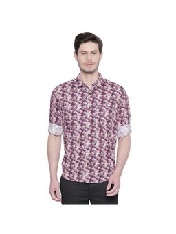 BASICS - Slim Fit Purple Potion Satin Digital Printed Shirt