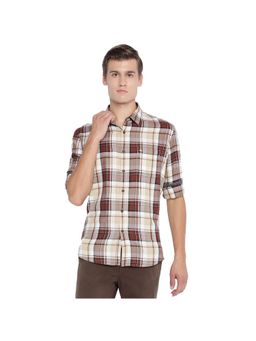 BASICS - Slim Fit Sequoia Brown Checks Shirt