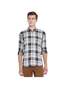 BASICS - Slim Fit Shale Grey Checks Shirt