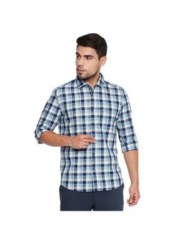 BASICS - Slim Fit Blue Opal Checks Shirt