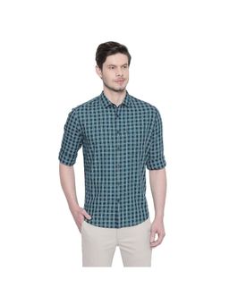 BASICS - Green Cotton Checks Shirt