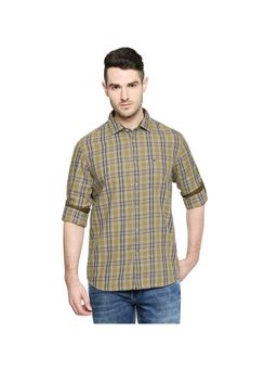 BASICS - Slim Fit Prairie Khaki Checks Shirt