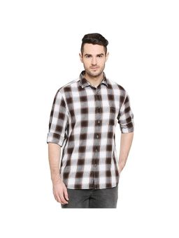 BASICS - Slim Fit Olive Plantation Checks Shirt