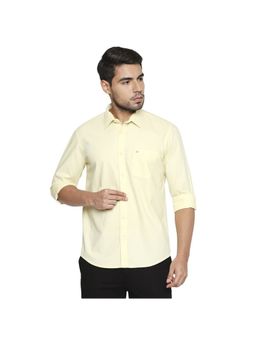 BASICS - Slim Fit Mellow Yellow Dobby Shirt
