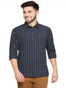 BASICS - Slim Fit Majolica Blue Checks Shirt