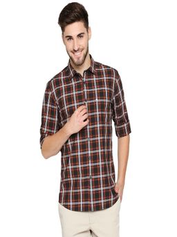 BASICS - Navy Blue Cotton Checks Shirt