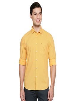 BASICS - Yellow Cotton Checks Shirt