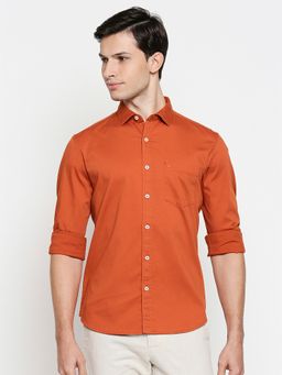 BASICS - Slim Fit Pumpkin Orange Stretch Shirt