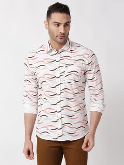 BASICS - Off White Cotton Printed Shirt
