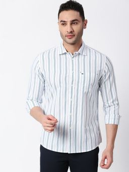 BASICS - White Cotton Stripes Shirt