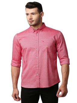 BASICS - Slim Fit Cedar Red Cotton Oxford Shirt