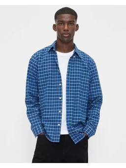GAP - Blue Cotton Blend Checks Shirt