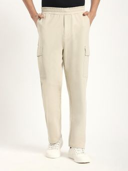 R&B - Randb Beige Solid Relaxed Fit Pant