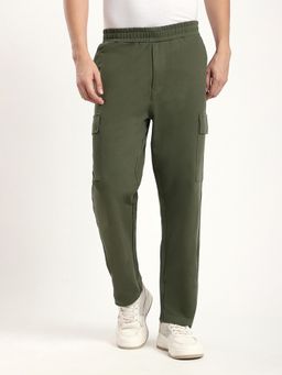 R&B - Randb Olive Solid Relaxed Fit Pant