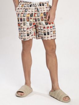 Bene Kleed - Beige and Red Printed Relax Fit Boxer Shorts